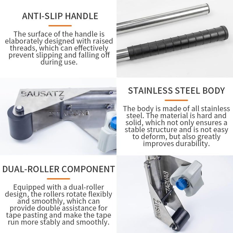 BAUSATZ Floor Tape Marking Machine Manual Lane Marking Applicator with Rubber Roller Manual Floor Tape Applicator,Used for Floor Marking, Decoration Protection and Laying - Image 5
